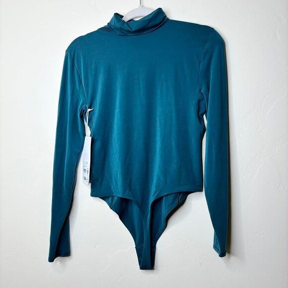 Lululemon NWT Large Storm Teal Wundermost Nulu Turtleneck L/S Thong Cut Bodysuit - Picture 3 of 9